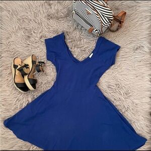 PINK Victoria's Secret Royal Blue Skater Dress Crisscross Back Mini Dress